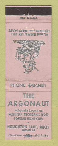 Matchbook Cover - The Argonaut Houghton Lake MI WORN
