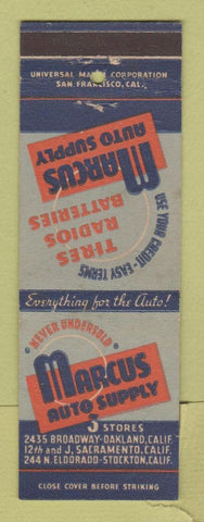 Matchbook Cover - Marcus Auto Supply Parts Oakland Sacramento Stockton CA