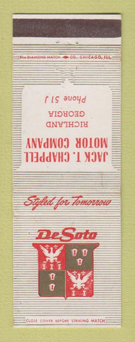 Matchbook Cover - DeSoto Cars Jack Chappell Richland GA WEAR