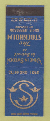 Matchbook Cover - Stockholm Restaurant Detroit MI