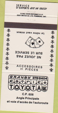 Matchbook Cover - Estrie Toyota Canada in French 30 Strike
