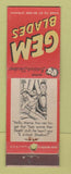 Matchbook Cover - Gem Razor Blades Brooklyn NY cartoon