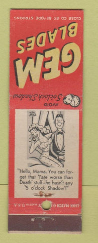 Matchbook Cover - Gem Razor Blades Brooklyn NY cartoon