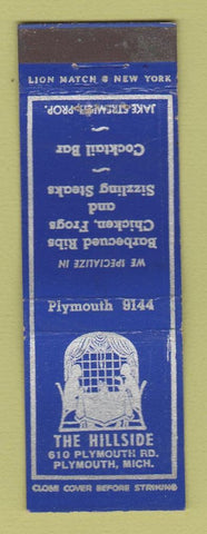 Matchbook Cover - The Hillside Restaurant Plymouth MI