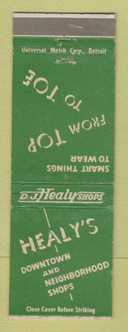 Matchbook Cover - Healy's Clothes Detroit MI WEAR Birmingham