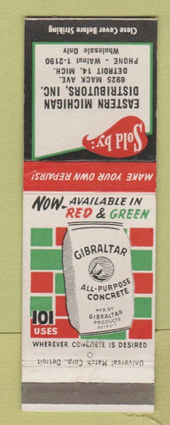 Matchbook Cover - Gibraltar Concrete Eastern MI Dist Detroit