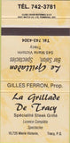 Matchbook Cover - La Grillade De Tracy Marie Victorin Canada 30 Strike