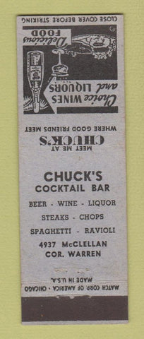 Matchbook Cover - Chuck's Cocktail Bar Detroit MI