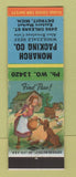 Matchbook Cover - Monarch Packing Beef Meat Detroit MI hillbilly