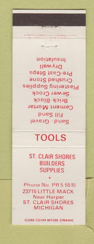 Matchbook Cover - St Clair Shores Builders Supply MI