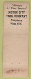 Matchbook Cover - Motor City Tool Jigs Fixtures Dies Detroit MI