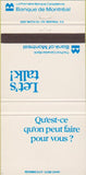 Matchbook Cover - Bank of Montreal QC 30 Strike