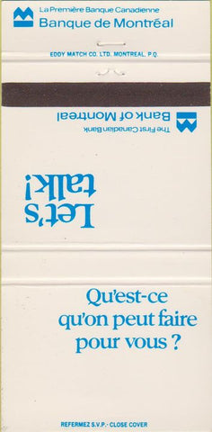 Matchbook Cover - Bank of Montreal QC 30 Strike