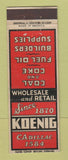 Matchbook Cover - Koenig Coal Coke Detroit MI