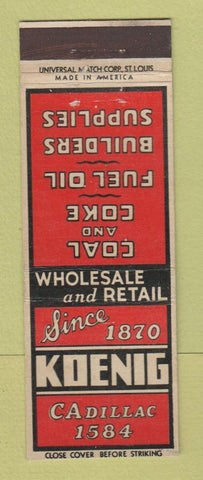Matchbook Cover - Koenig Coal Coke Detroit MI