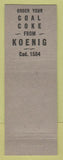 Matchbook Cover - Koenig Coal Coke Detroit MI
