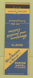 Matchbook Cover - Norton Hotel Detroit MI Bit of Sweden