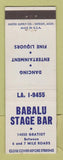 Matchbook Cover - Babalu Stage Bar Detroit MI