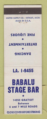 Matchbook Cover - Babalu Stage Bar Detroit MI