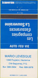 Matchbook Cover - Mario Levesque Cte Saguenay PQ 30 Strike