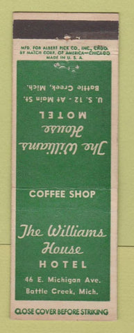 Matchbook Cover - The Williams House Hotel Battle Creek MI