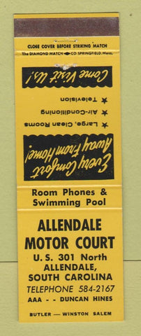 Matchbook Cover - Allendale Motor Court Allendale SC