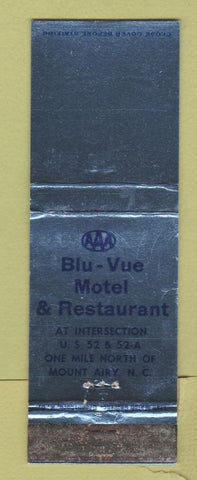 Matchbook Cover - Blu Vue Motel Restaurant Mount Airy NC WEAR
