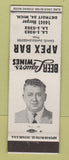 Matchbook Cover - Apex Bar Detroit MI Camiel DeMeulemeester
