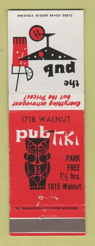 Matchbook Cover - The Pub Tiki Pennsauken NJ