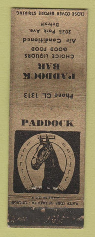 Matchbook Cover - Paddock Bar Detroit MI WEAR