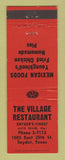 Matchbook Cover - Village Restaurant Snyder TX Mexican Food Fried Chicken