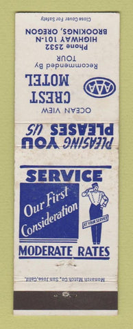 Matchbook Cover - Crest Motel Brookings OR WEAR