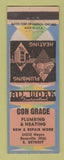 Matchbook Cover - Con Grace Plumbing Heating East Detroit MI
