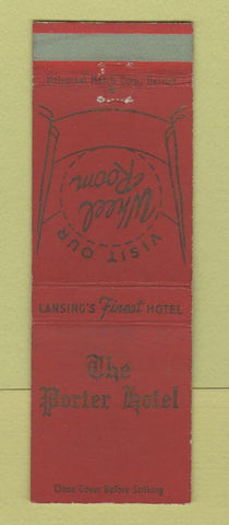Matchbook Cover - Porter Hotel Lansing MI Wheel Room