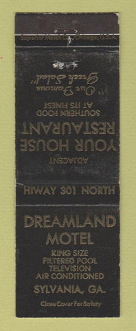 Matchbook Cover - Dreamland Motel Sylvania GA WEAR