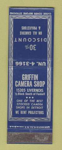 Matchbook Cover - Griffin Camera Shop Detroit MI