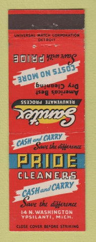 Matchbook Cover - Pride Cleaners Yipsilanti MI