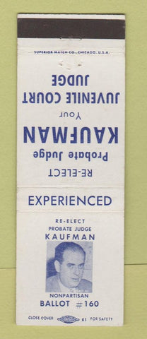Matchbook Cover - Probate Judge Kaufman Election MI?