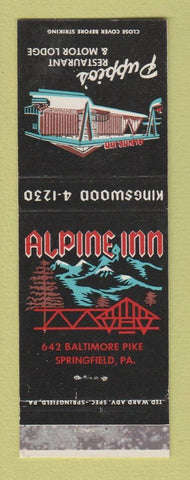 Matchbook Cover - Puppio's Restaurant Motor Lodge Springfield PA WEAR