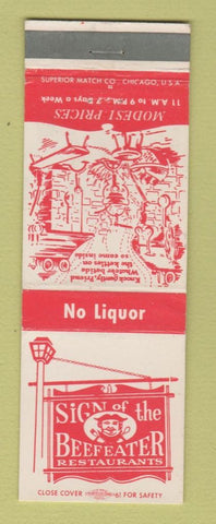 Matchbook Cover - Sign of the Beefeater Royal Oak East Detroit Dearborn MI