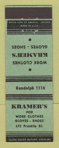 Matchbook Cover - Kramer's Work Clothes Gloves Detroit? MI