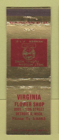 Matchbook Cover - Virginia Flower Shop Detroit MI