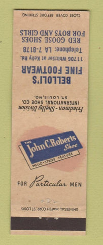 Matchbook Cover - John Roberts Shoes Belloli's Red Goose Shoes Detroit? MI