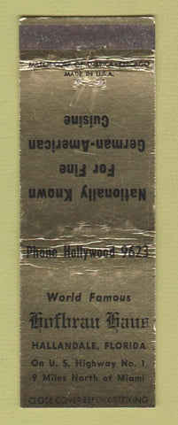 Matchbook Cover - Hofbrau Haus Hallandale FL German WEAR