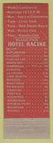 Matchbook Cover - Hotel Racine WI