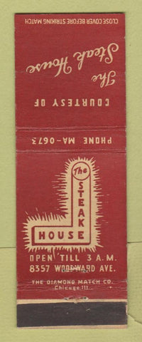 Matchbook Cover - The Steak House Detroit MI