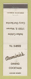 Matchbook Cover - Dominic's Restaurant Italian Detroit MI