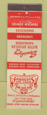 Matchbook Cover - Francois Fine Food Detroit? MI
