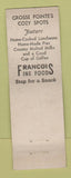 Matchbook Cover - Francois Fine Food Detroit? MI