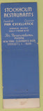 Matchbook Cover - Stockholm Restaurant New York City